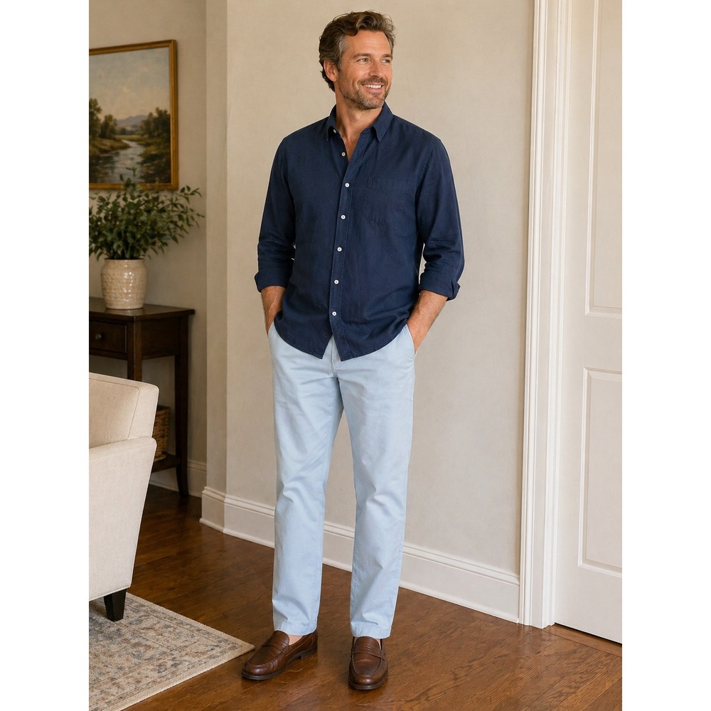 Vineyard Vines Mens Breaker‎ Pants Light Blue Cotton Chino Trousers Size 18 NEW